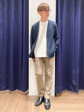 「THE SHOP TK （ザ ショップ ティーケー ）の累計売上15万本突破！！360°ストレッチ スマートムーブイージーパンツ 【洗濯機OK/ウエストゴム/ベルト要らず】（その他パンツ、ブラウン系）」を使った、つーじーさん（メンズ・168cm）の春コーディネート