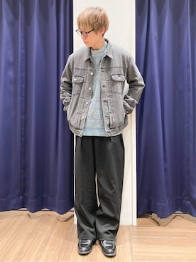 「THE SHOP TK （ザ ショップ ティーケー ）の【大人にも取り入れやすい】デニムジャケット セットアップ可/洗濯機OK（ブルゾン、ブラック系）」を使った、つーじーさん（メンズ・168cm）の冬コーディネート