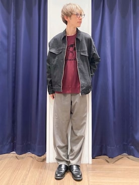 「PEANUTS（ピーナッツ）のアイテム（トップス）」を使った、つーじーさん（メンズ・168cm）の秋コーディネート