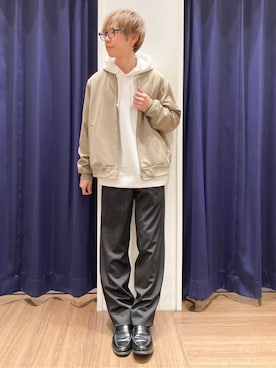 「THE SHOP TK （ザ ショップ ティーケー ）の【さりげない表情が、品よく映える。】ふくれジャカードパーカ（パーカー、ホワイト系）」を使った、つーじーさん（メンズ・168cm）の冬コーディネート