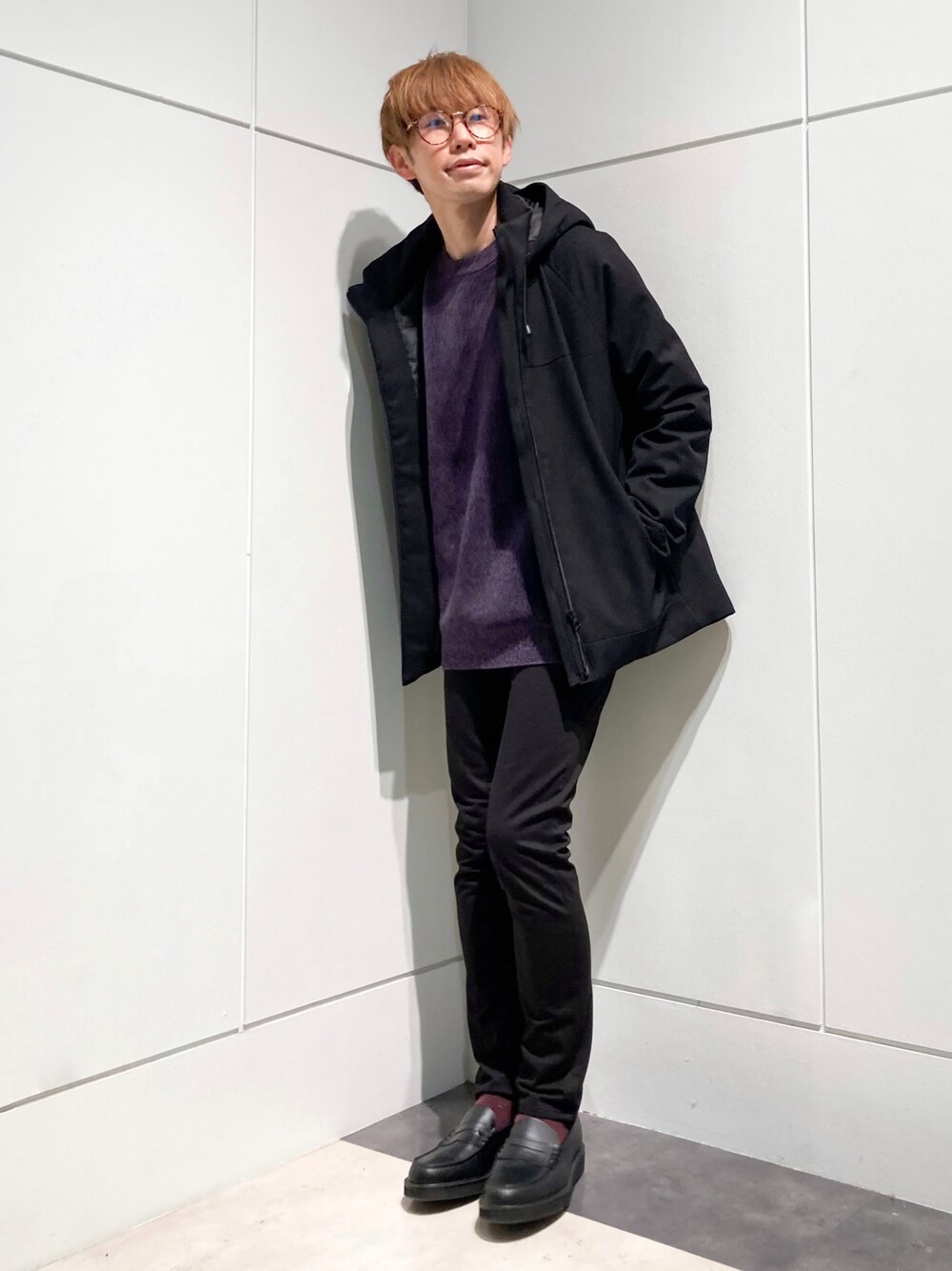 「40代」｜「THE SHOP TK の【Begin 12月号掲載】【ON/OFF対応】サーモライトジャケット対応フード付きブルゾン（ブルゾン、ブラック系）」を使った、つーじーさん（メンズ・168cm）の秋コーディネートの1枚目の写真