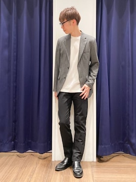 「THE SHOP TK （ザ ショップ ティーケー ）の累計売上40万本突破！！7DAYSストレッチへリンボンパンツ　【Sサイズ～/5色展開/ON⇔OFF兼用/ストレッチ/洗濯機OK】（その他パンツ、ブラック系）」を使った、つーじーさん（メンズ・168cm）の冬コーディネート