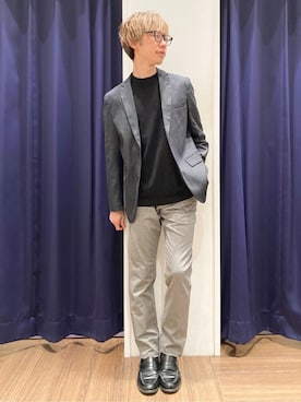 「THE SHOP TK （ザ ショップ ティーケー ）の累計売上40万本突破！！7DAYSストレッチへリンボンパンツ　【Sサイズ～/5色展開/ON⇔OFF兼用/ストレッチ/洗濯機OK】（その他パンツ、グレー系）」を使った、つーじーさん（メンズ・168cm）の冬コーディネート