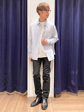 「THE SHOP TK （ザ ショップ ティーケー ）の累計売上40万本突破！！7DAYSストレッチへリンボンパンツ　【Sサイズ～/5色展開/ON⇔OFF兼用/ストレッチ/洗濯機OK】（その他パンツ、ブラック系）」を使った、つーじーさん（メンズ・168cm）の春コーディネート