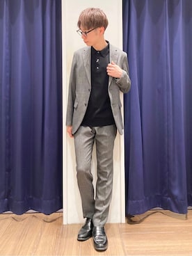 「THE SHOP TK （ザ ショップ ティーケー ）の【セットアップ可／洗濯機OK】AVANT AIR メッシュジャケット（テーラードジャケット、グレー系）」を使った、つーじーさん（メンズ・168cm）の冬コーディネート