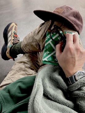 「アイテム（バンダナ/スカーフ）」を使った、N.jun-tさん（メンズ・175cm）の冬コーディネート