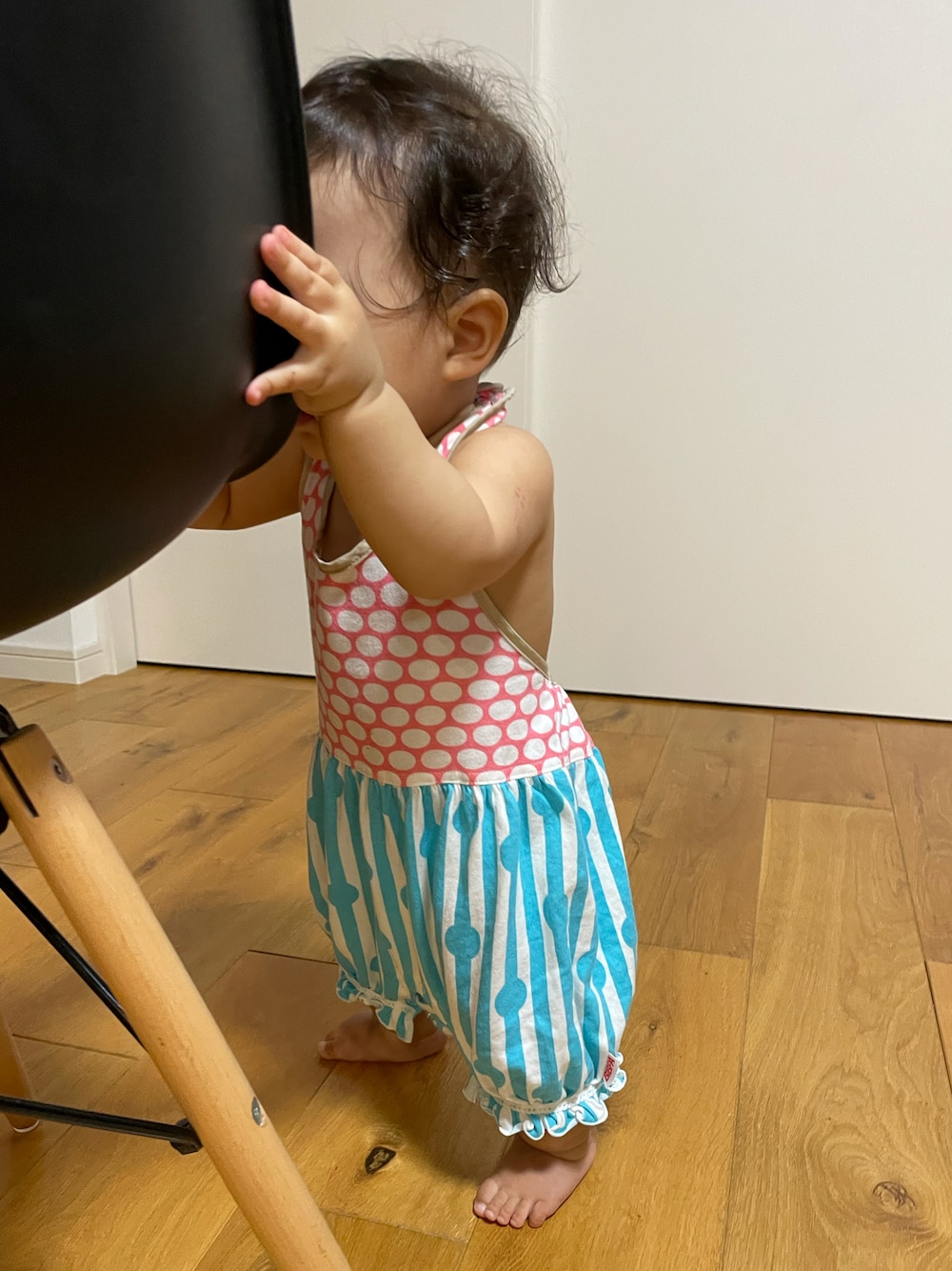 「ロンパース、赤ちゃん、ベビーコーデ、10ヶ月、男の子、くせっ毛ボーイ、おしゃれさんと繋がりたい、末っ子」｜「BIBPAのアイテム（ロンパース、その他）」を使った、kiccham☆さん（キッズ・70cm）の秋コーディネートの1枚目の写真