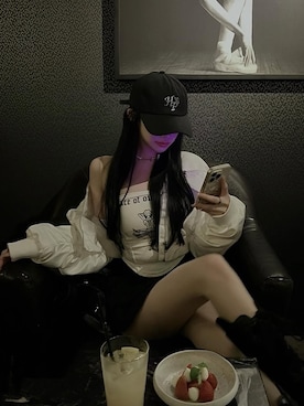 「アイテム（チューブトップ）」を使った、moeさん（レディース・159cm）の冬コーディネート