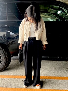 「シンフルコーデ」｜「アイテム（スラックス）」を使った、naaarmさん（レディース・157cm）の秋コーディネート