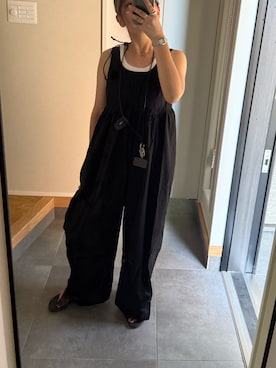 「夏コーデ」｜「アイテム（オールインワン・サロペット）」を使った、naaarmさん（レディース・157cm）の夏コーディネート