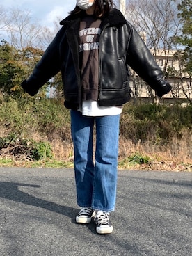 「Ray BEAMS（レイビームス）のアイテム（ブルゾン）」を使った、naaarmさん（レディース・157cm）の冬コーディネート