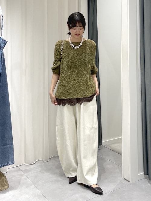 DouDou ドゥドゥ リボンヤーンフェザープルオーバー ベージュ 完売カラー再追加！】リボンヤーンフェザープルオーバー