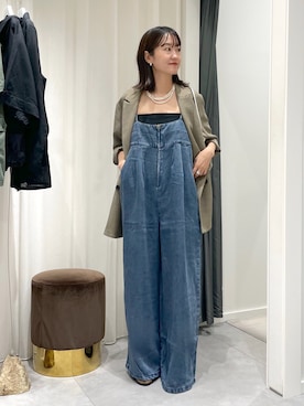 「アイテム（つなぎ/オールインワン）」を使った、DouDou_serikaさん（レディース・167cm）の秋コーディネート