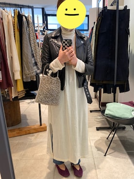 「春服デビュー宣言」｜「アイテム（ライダースジャケット）」を使った、Lunaさん（レディース・155cm）の春コーディネート