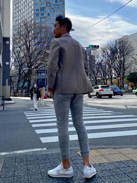 「BOB（ボブ）のアイテム（テーラードジャケット）」を使った、_tsubasa_yさん（メンズ・181cm）の冬コーディネート
