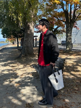 「アイテム（トートバッグ）」を使った、KOSUKeさん（メンズ・164cm）の秋コーディネート