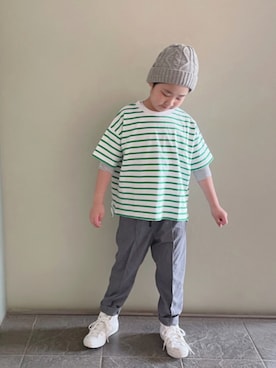 「Smoothy（スムージー）のアイテム（帽子）」を使った、Kajさん（キッズ・128cm）の春コーディネート
