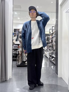 「アイテム（カーディガン/ボレロ）」を使った、ETTYTY335さん（メンズ・172cm・30代）の冬コーディネート