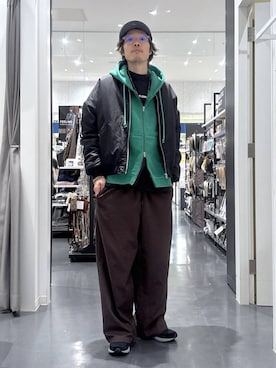 「アイテム（キャップ、グレー系）」を使った、ETTYTY335さん（メンズ・172cm）の冬コーディネート