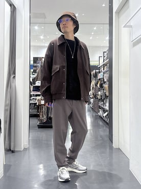 「アイテム（帽子、ブラウン系）」を使った、ETTYTY335さん（メンズ・172cm）の冬コーディネート