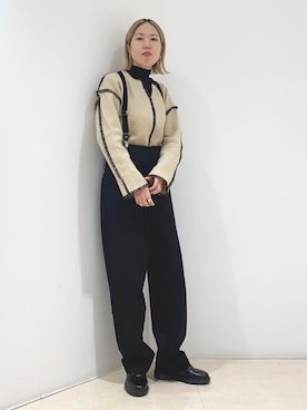 「レトロ」｜「アイテム（オールインワン・サロペット）」を使った、しもむーさん（レディース・167cm）の秋コーディネート