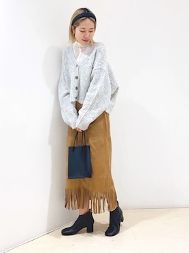 「MOHI（モヒ）のアイテム」を使った、しもむーさん（レディース・167cm）の秋コーディネート