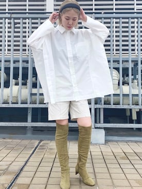 「KBF（ケイビーエフ）のアイテム（ブーツ）」を使った、しもむーさん（レディース・167cm）の秋コーディネート