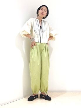 「KBF（ケイビーエフ）のアイテム（ブルゾン）」を使った、しもむーさん（レディース・167cm）の夏コーディネート