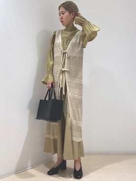 「袖フリル」｜「アイテム（ワンピース/ドレス）」を使った、しもむーさん（レディース・167cm）の冬コーディネート