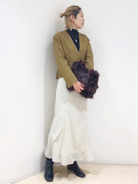 「タートルネック」｜「アイテム（クラッチバッグ）」を使った、しもむーさん（レディース・167cm）の冬コーディネート