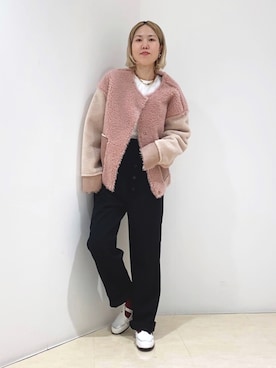 「リバーシブル」｜「アイテム（オールインワン・サロペット）」を使った、しもむーさん（レディース・167cm）の秋コーディネート
