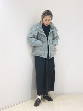 「KBF（ケイビーエフ）のアイテム（ダウンジャケット/コート）」を使った、しもむーさん（レディース・167cm）の秋コーディネート