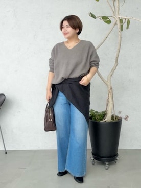 「アイテム（ストール/ショール）」を使った、asuka.kさん（レディース・161cm）の秋コーディネート