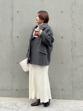 「アイテム（ピーコート）」を使った、asuka.kさん（レディース・161cm）の冬コーディネート