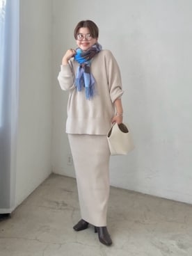 「アイテム（ストール/ショール）」を使った、asuka.kさん（レディース・161cm）の秋コーディネート