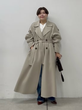 「RIVE DROITE（リヴドロワ）のベルテッドリバートレンチ（秋服/冬服）（その他アウター、ベージュ系）」を使った、asuka.kさん（レディース・161cm）の秋コーディネート