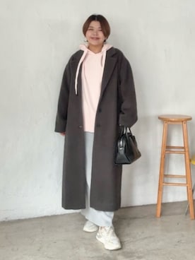 「アイテム（チェスターコート）」を使った、asuka.kさん（レディース・161cm）の冬コーディネート