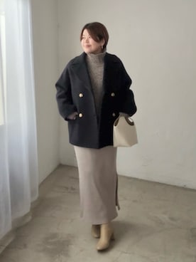 「アイテム（ピーコート）」を使った、asuka.kさん（レディース・161cm）の秋コーディネート