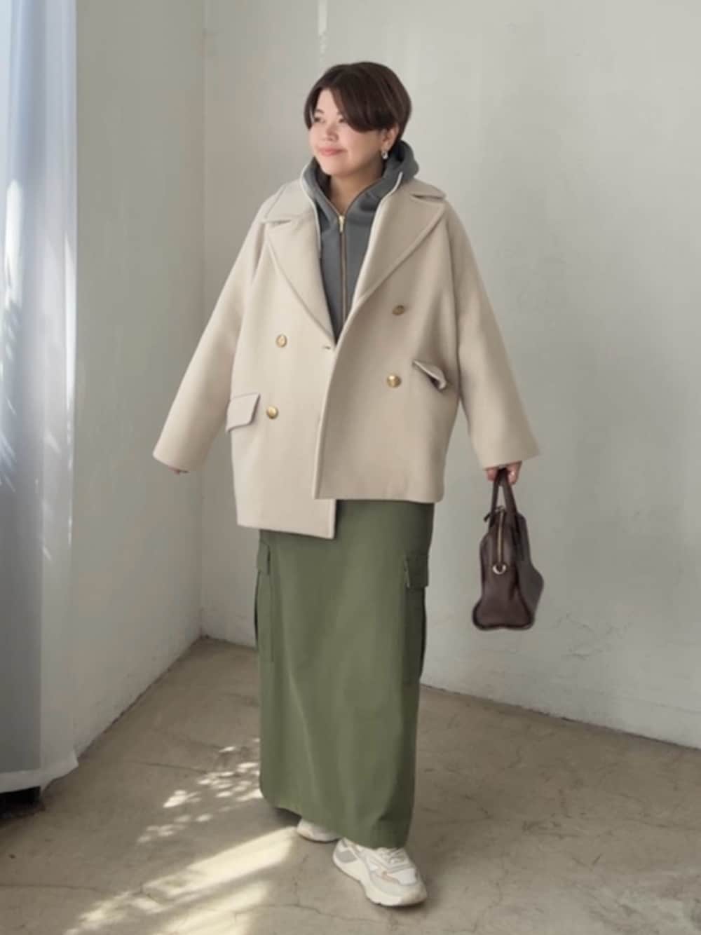 ピーコートを使った「パーカー グレー」の人気ファッション