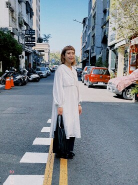 「アイテム（ワンピース/ドレス、シルバー系）」を使った、Ru Linさん（レディース・170cm）の春コーディネート