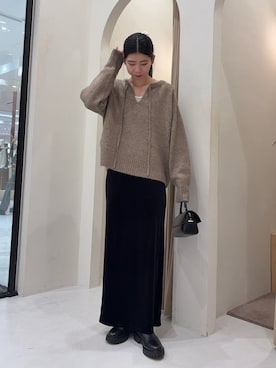 「CAPRICIEUX LE'MAGE（カプリシューレマージュ）の【低身長サイズあり】ベロアIラインスカート（スカート）」を使った、gussan_lemageさん（レディース・168cm・20代）の秋コーディネート