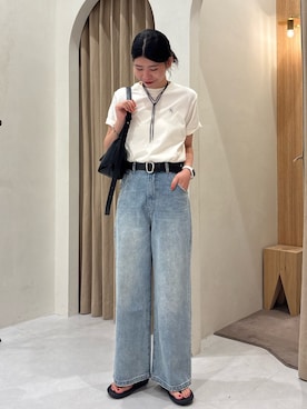 「アイテム（デニムパンツ）」を使った、gussan_lemageさん（レディース・168cm・20代）の夏コーディネート