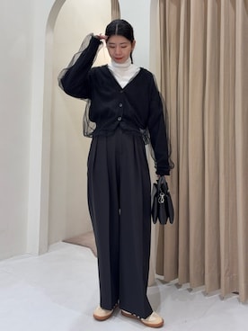 「アイテム（カーディガン/ボレロ）」を使った、gussan_lemageさん（レディース・168cm・20代）の冬コーディネート