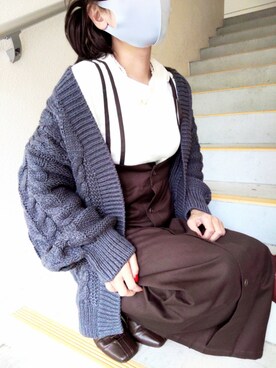 「アラフォーコーデ」｜「アイテム（オールインワン・サロペット）」を使った、創香さん（レディース・157cm）の秋コーディネート
