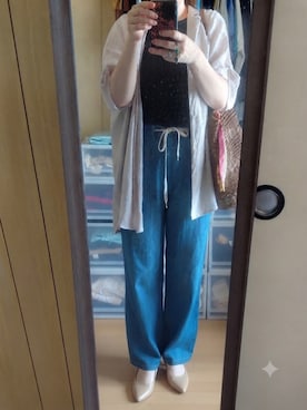 「しまむら（シマムラ）のアイテム（パンプス、ベージュ系）」を使った、マロンさん（レディース・157cm）の夏コーディネート