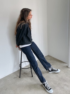 「アイテム（デニムパンツ、その他）」を使った、🍊さん（レディース・165cm）の冬コーディネート