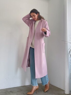 「アイテム（その他アウター、ピンク系）」を使った、🍊さん（レディース・165cm）の秋コーディネート