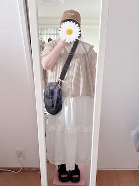 「しまむら（シマムラ）のアイテム（ショルダーバッグ）」を使った、nanakoさん（レディース・156cm）の夏コーディネート