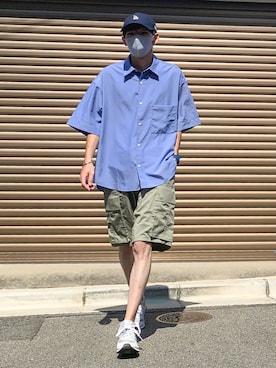 「NEW ERA（ニューエラ）の＜NEW ERA（ニューエラ）＞ T/W 9THIRTY LA/キャップ（キャップ）」を使った、ぎっちゃんさん（メンズ・166cm）の夏コーディネート
