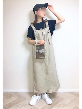 「& chouette（アンドシュエット）のアイテム（ショルダーバッグ）」を使った、もも⋆*さん（レディース・155cm）の夏コーディネート